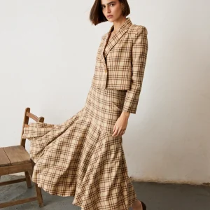 Falda Sara cuadros beige