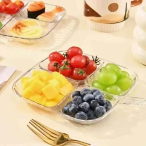 Bandeja cuatro divisiones para piqueo bandejas para verduras divididas reutilizables de 4 compartimentos