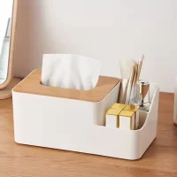 Caja de almacenamiento de toallas de papel Cajón de madera de mesa de almacenamiento de artículos diversos
