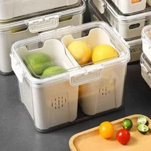 Caja organizador para refrigerador 2 divisiones Contenedor multiuso para Refrigerador