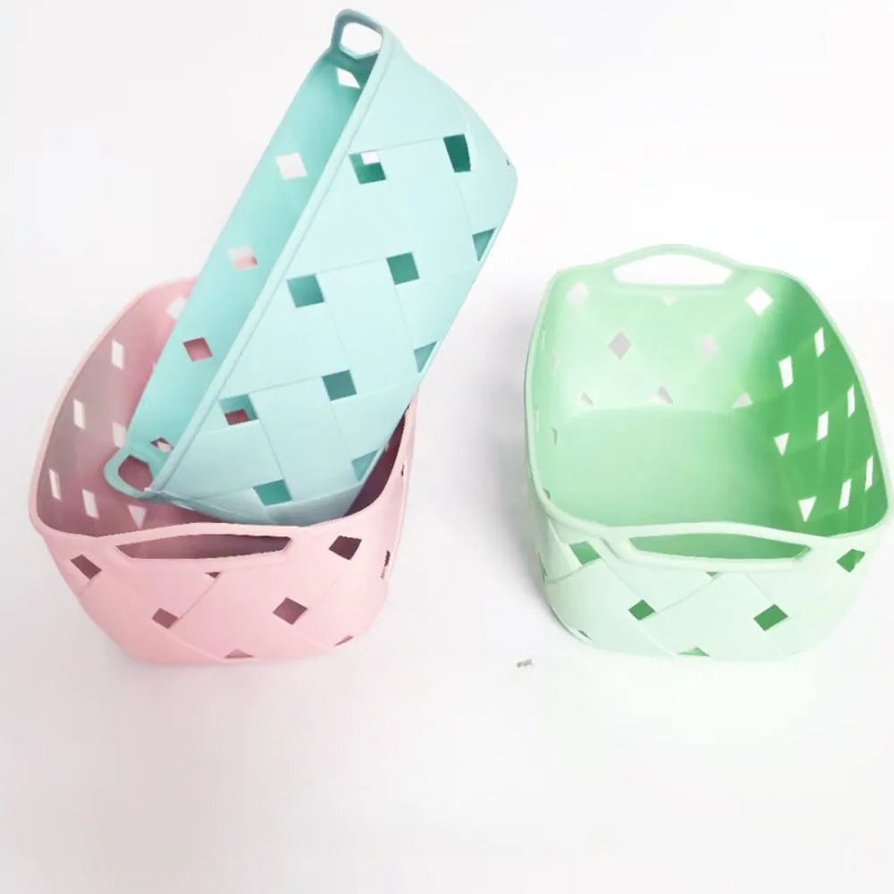 Canastilla Cesta de almacenamiento rectangular sin tapa Caja de almacenamiento de artículos diversos Color Pastel - Imagen 4