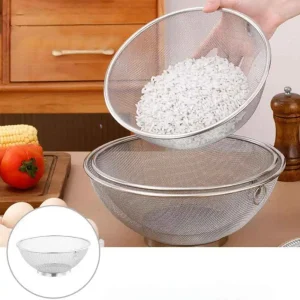 Canastilla Escurridora Colador de acero inoxidable con asa de drenaje