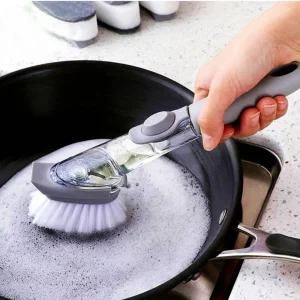 Cepillo Escobilla Lava Platos Con Dispensador Dispensador de Jabón y Mango Ergonómico