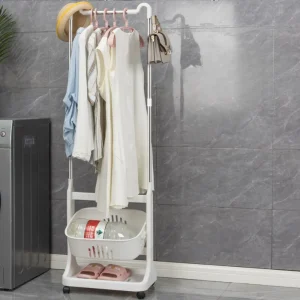Colgador multifuncional con ruedas Desmontable Perchero Para Ropa De Hogar Almacenamiento Móvil En El Baño