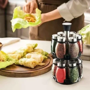 Condimentero giratorio 2 pisos 12 frascos acero inoxidable