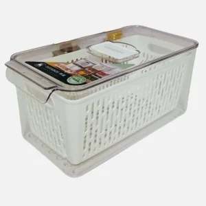 Contenedor acrílico alimentos con tapa y bandeja escurridora 31.5x16x14.5cm