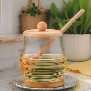 Dispensador de miel de vidrio en forma de panal