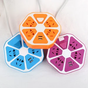 Enchufe Tomacorriente Extensión Múltiple 4 Tomas + 4 Puertos USB