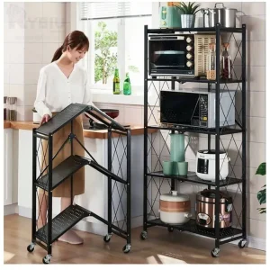 Estante Negro de 4 Niveles para Sala de estar Cocina