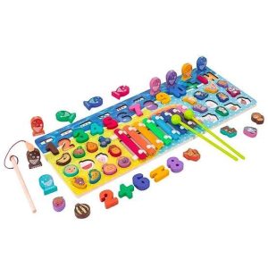 Montessori Tablero Didáctico con Xilofono - 5 en 1