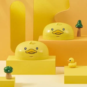 Jabonera en forma de patito Caja de jabón portátil con tapa de pato doble capa de drenaje