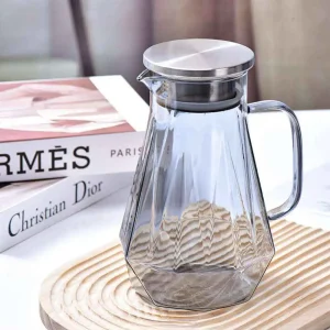 Jarra vidrio borosilicato modelo diamante 1.8 litros resistente a altas temperaturas