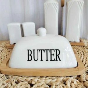 Mantequillera bambu y ceramica