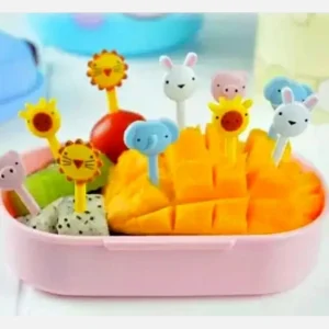 Mini tenedores en empaque piezas de frutas de animales palillos de dientes tenedores de plástico reutilizables