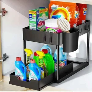 Organizador 2 niveles retractil Estante de almacenamiento de 2 niveles para debajo del fregadero