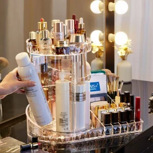 Organizador acrílico 2 en 1 Organizador de maquillaje giratorio