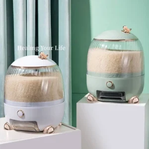 Organizador dispensador de arroz Contenedor de almacenamiento de arroz giratorio de lujo ligero