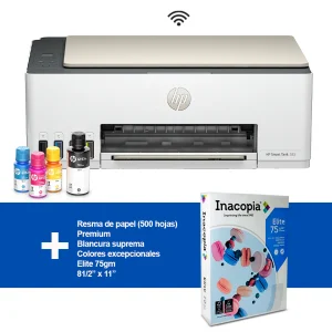 Combo impresora Smart Tank 583 HP multifuncional + Resma de papel Elite 75gm 81/2” x 11”