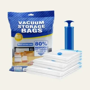 Pack de 5 bolsas compresoras + aspirador  Bolsas de almacenamiento al vacío para ropa bolsa de compresión al vacío con válvula de sello y bomba de mano