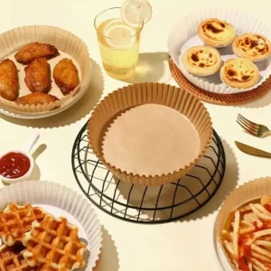 Papel para freidora de aire, Papel Pergamino Redondas Forro de Papel Desechable 100 unidades