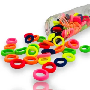 100 colets para niñas y bebés en pote Neon