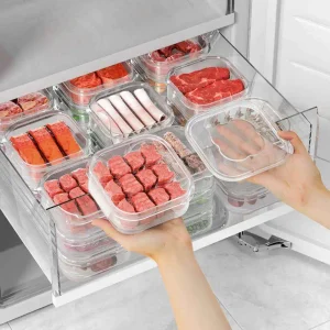 Set de 3 Taper organizador de refrigerador Recipiente de almacenamiento de alimentos