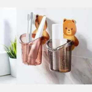 Soporte Organizador Escurridor Osito de Cepillos y Accesorios para Baño