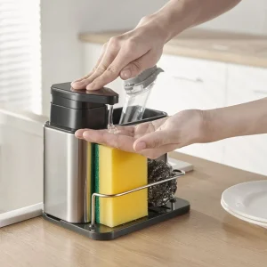 Soporte de esponja de acero inoxidable organizador dispensador de jabón