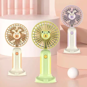 Ventilador de mano portatil Mini Ventilador de escritorio de dibujos USB RECARGABLE