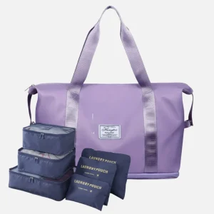 Combo Bolso Plegable Expandible impermeable viaje + Set Organizadores de Maleta Bolsas de Viaje 6PCS