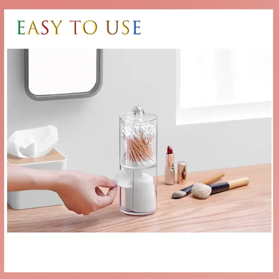Contenedor multifuncional de hisopos y esponja, organizador de tocador - Imagen 5