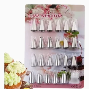 set 24 piezas boquillas y adaptador boquillas decorativas de acero inoxidable para hornear en casa